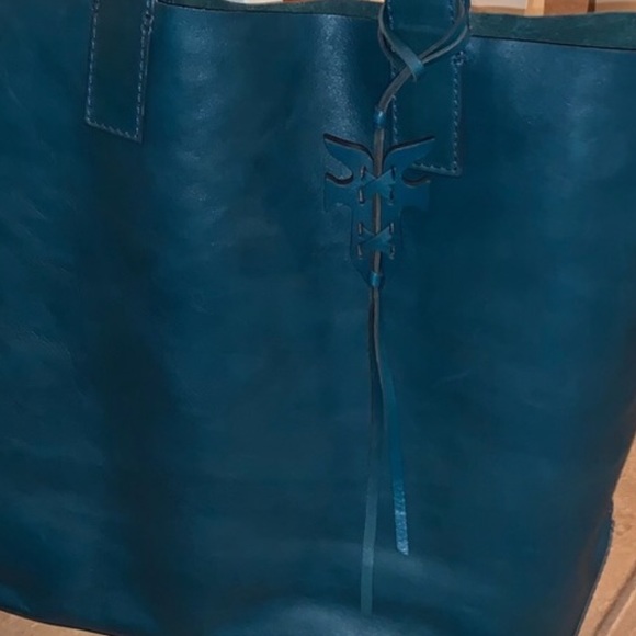 Frye Leather Carson Large Tote Peacock Blue Green - Picture 10 of 10